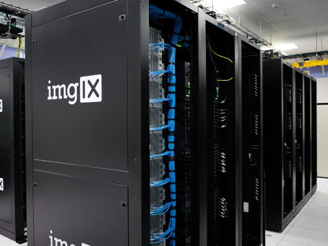 A group of server racks and data servers.