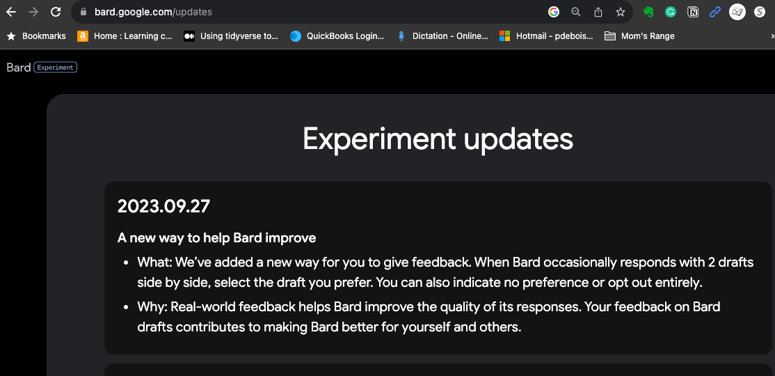 Screenshot of Bard Release Notes in piece about AI data analysis.