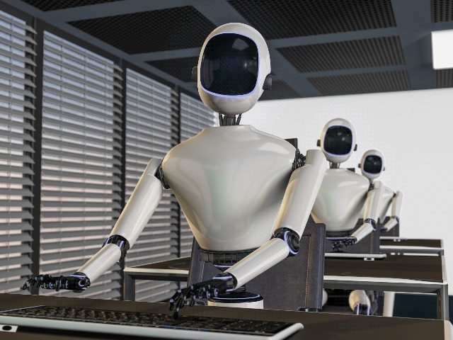 Robots working in an office.