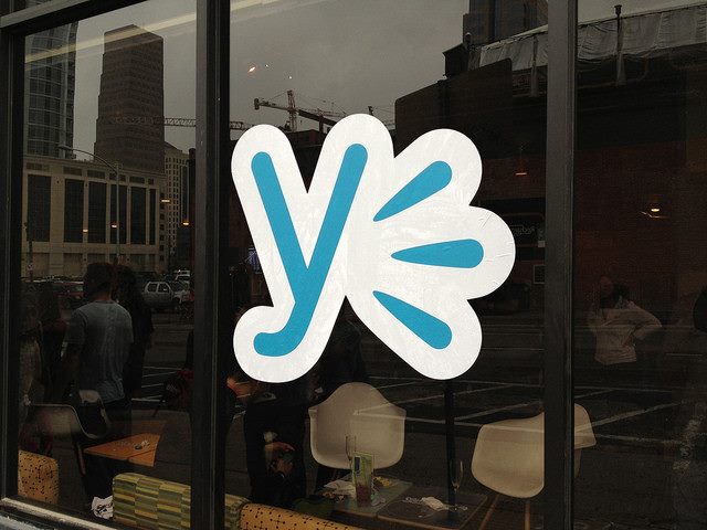 Yammer logo on a window