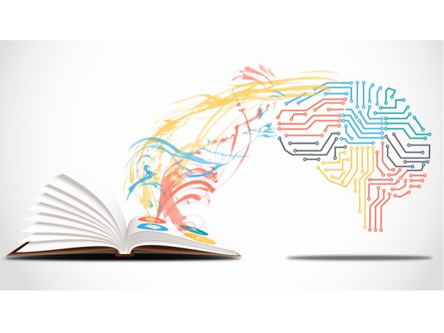 An electronic brain is learning from a book