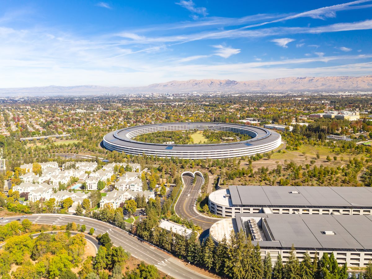 Aerial view over Cupertino in Bay Area, California