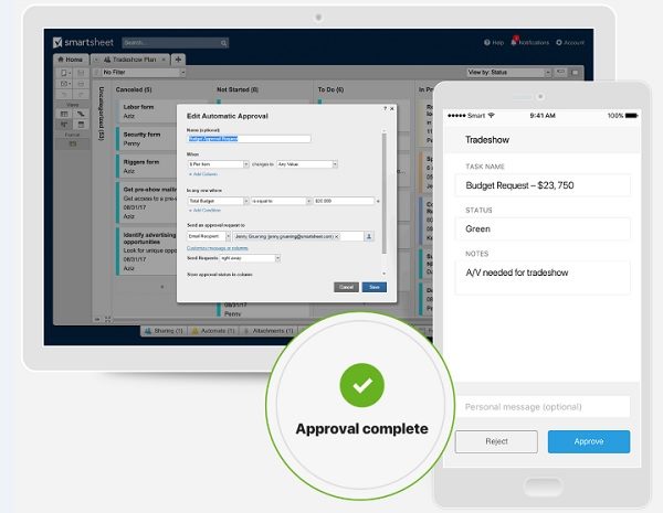Smartsheet automatic process approval