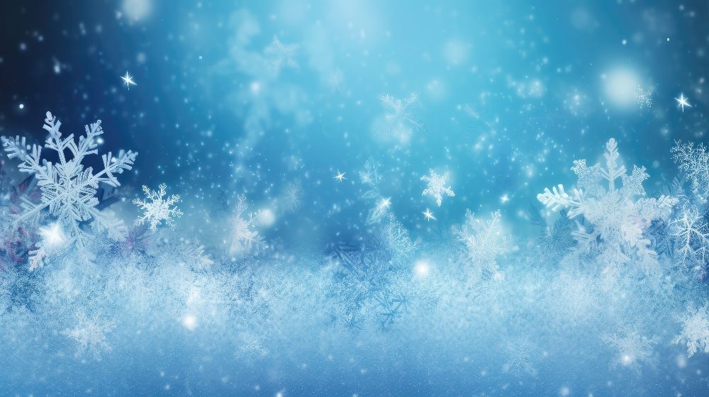 A snow covered ground on a blue background highlights the individual beauty of snowflakes suggesting human centered AI can improve personalization for customers.