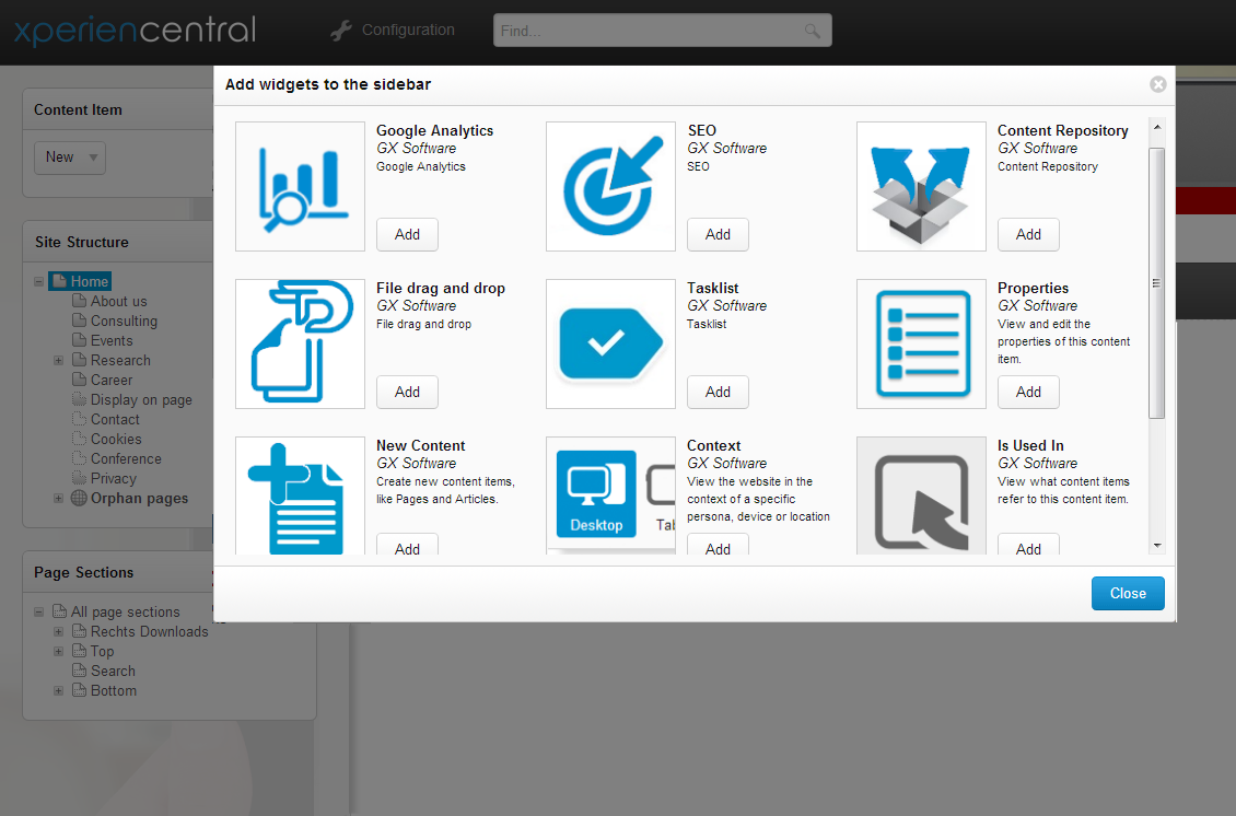 XperienCentral Widgets