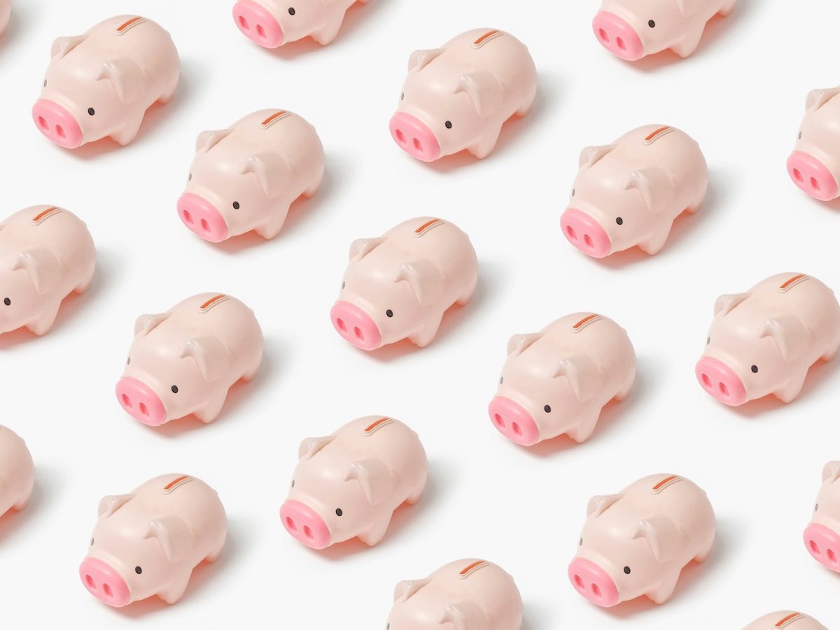 a series of identical piggy banks