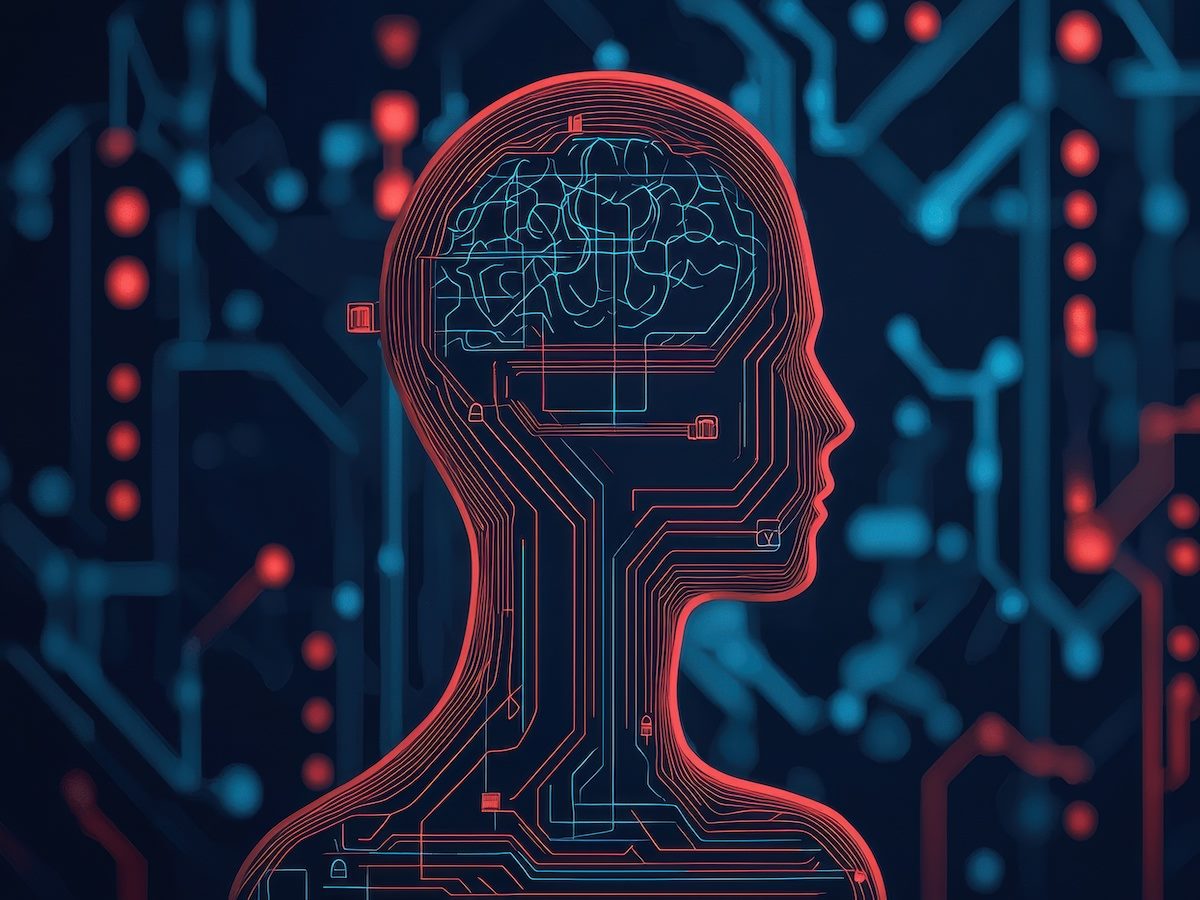 Human Silhouette with Digital Brain Concept