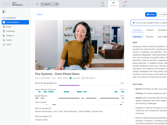 A screenshot of Zoom Revenue Accelerator Conversation Explorer.
