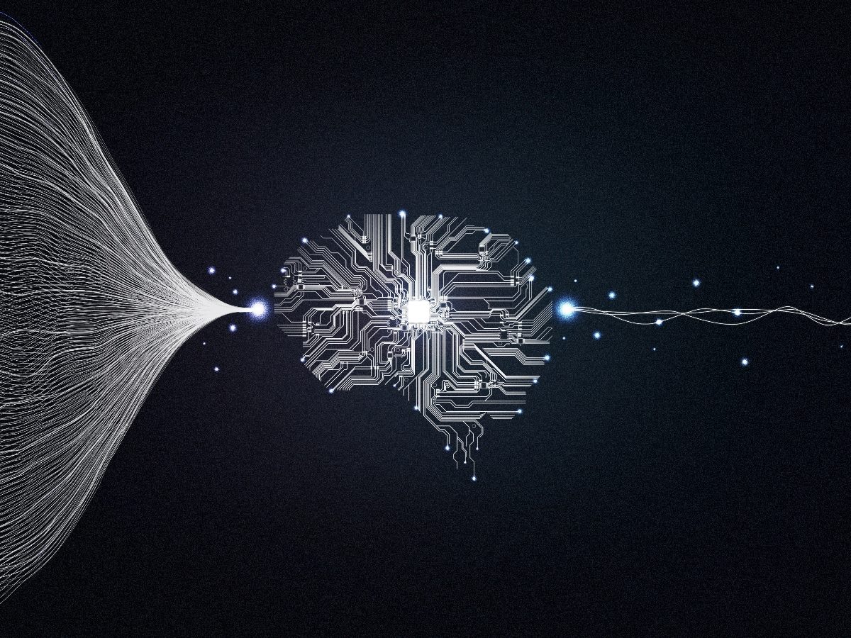 Big data and artificial intelligence concept. Machine learning and circuit board. 