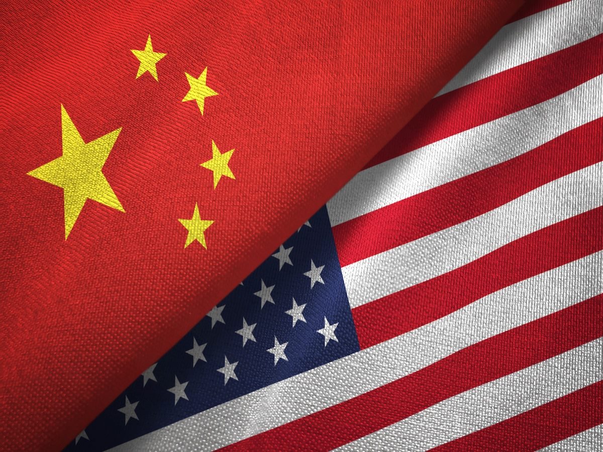China and United States two flags textile cloth