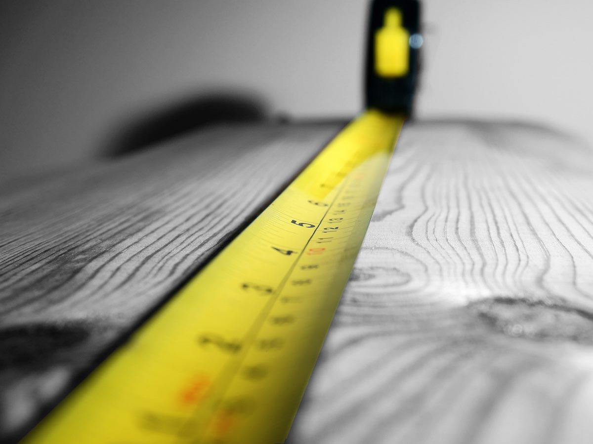 Tape measure on a piece of wood