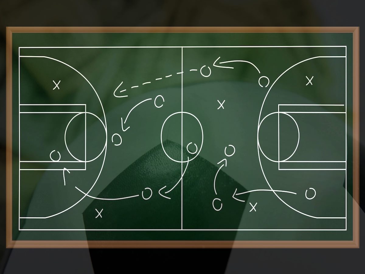 Sports play on chalkboard