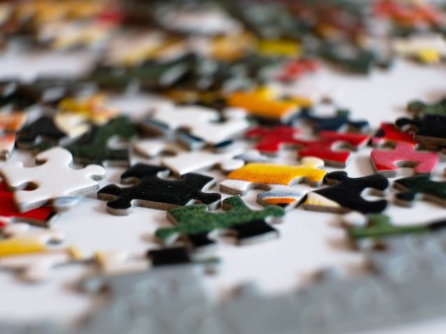 close-up of jigsaw puzzle  pieces