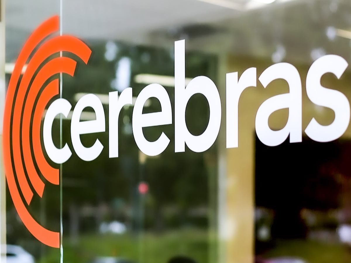 Cerebras logo on glass