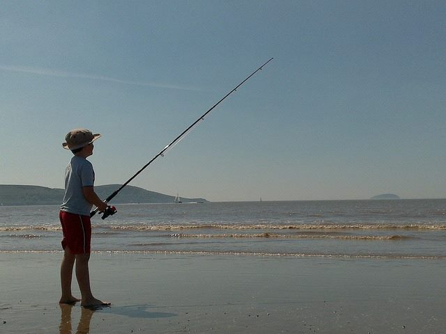 Fishing on the beach