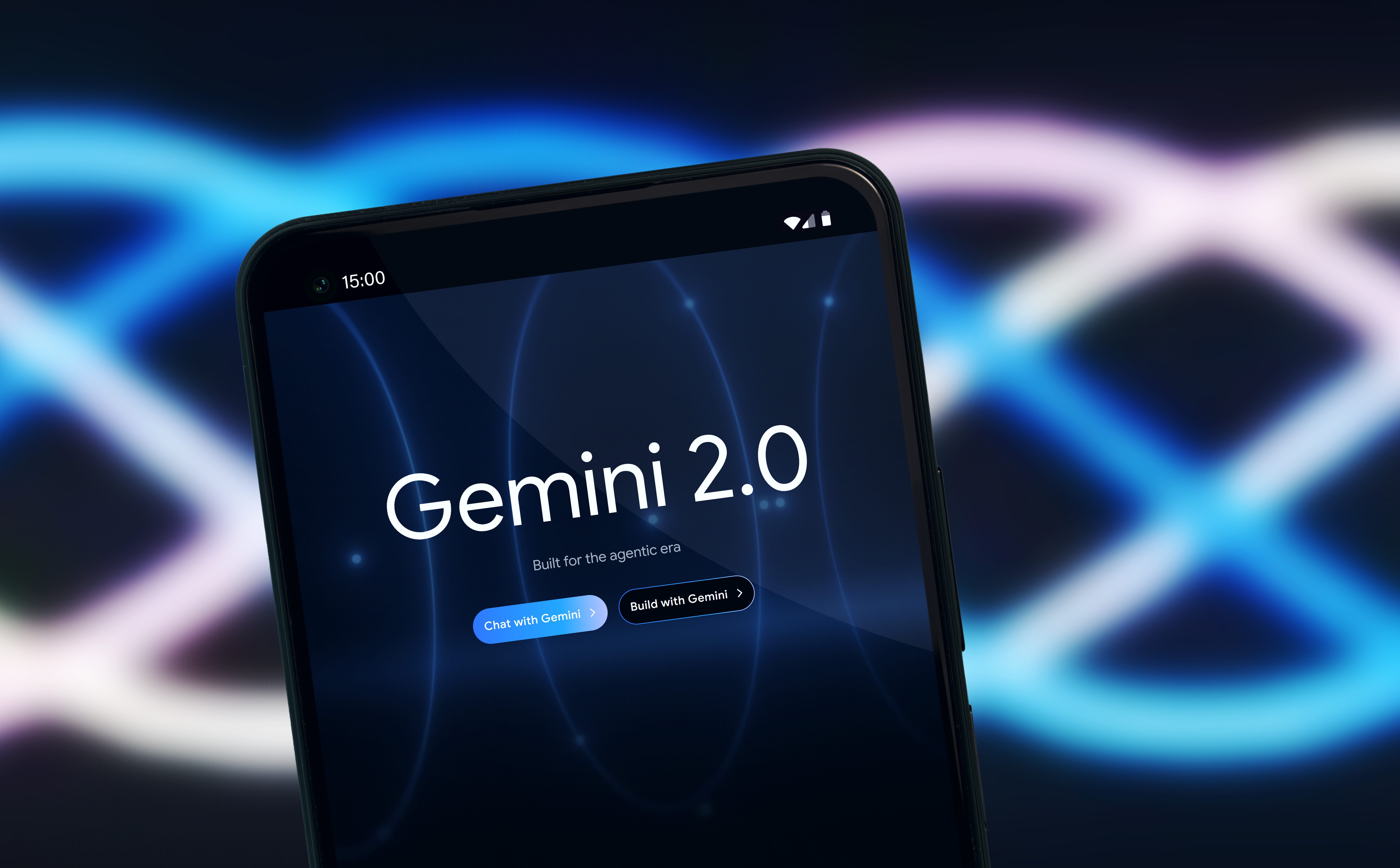 Google Gemini 2.0 logo on phone