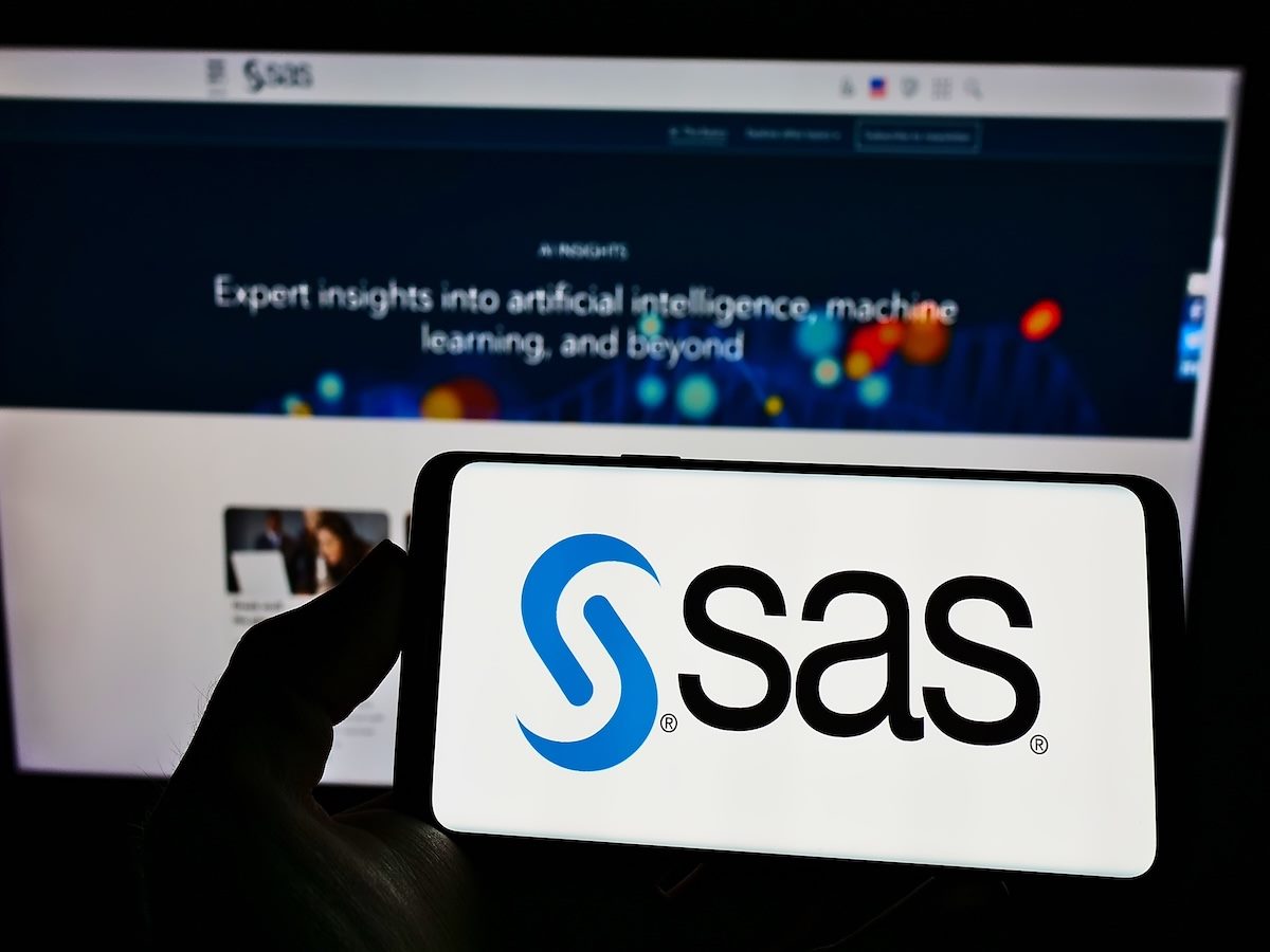 SAS logo on a smartphone