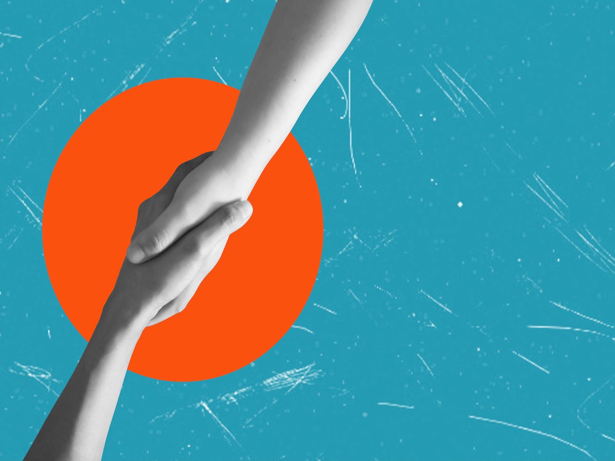 Hands embrace each other