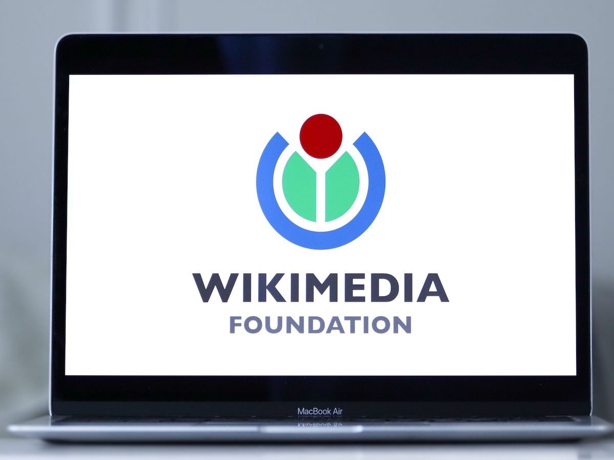 Wikimedia foundation logo on laptop