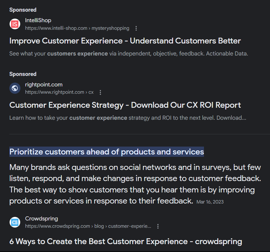 featured snippet