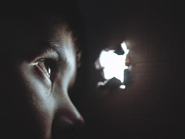looking through a hole