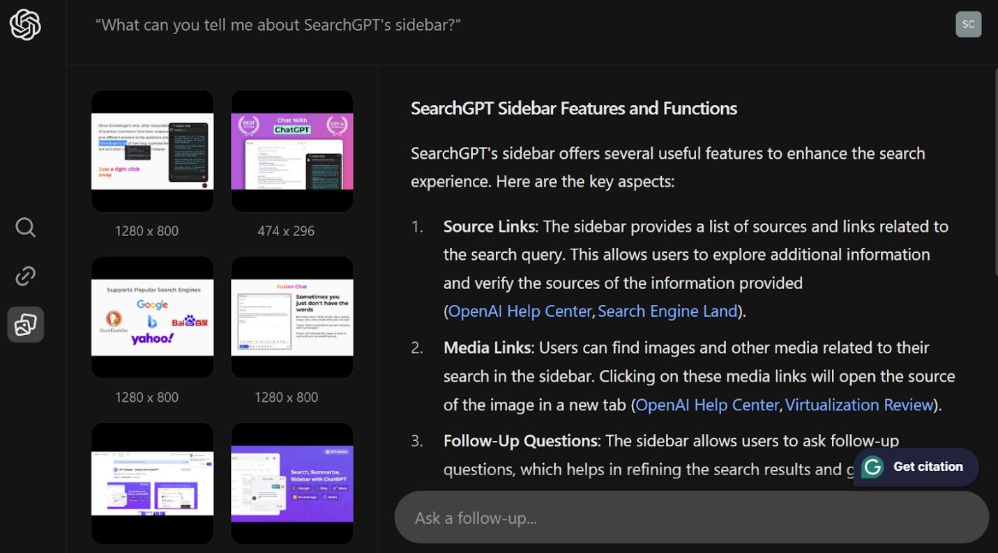sidebar features functions