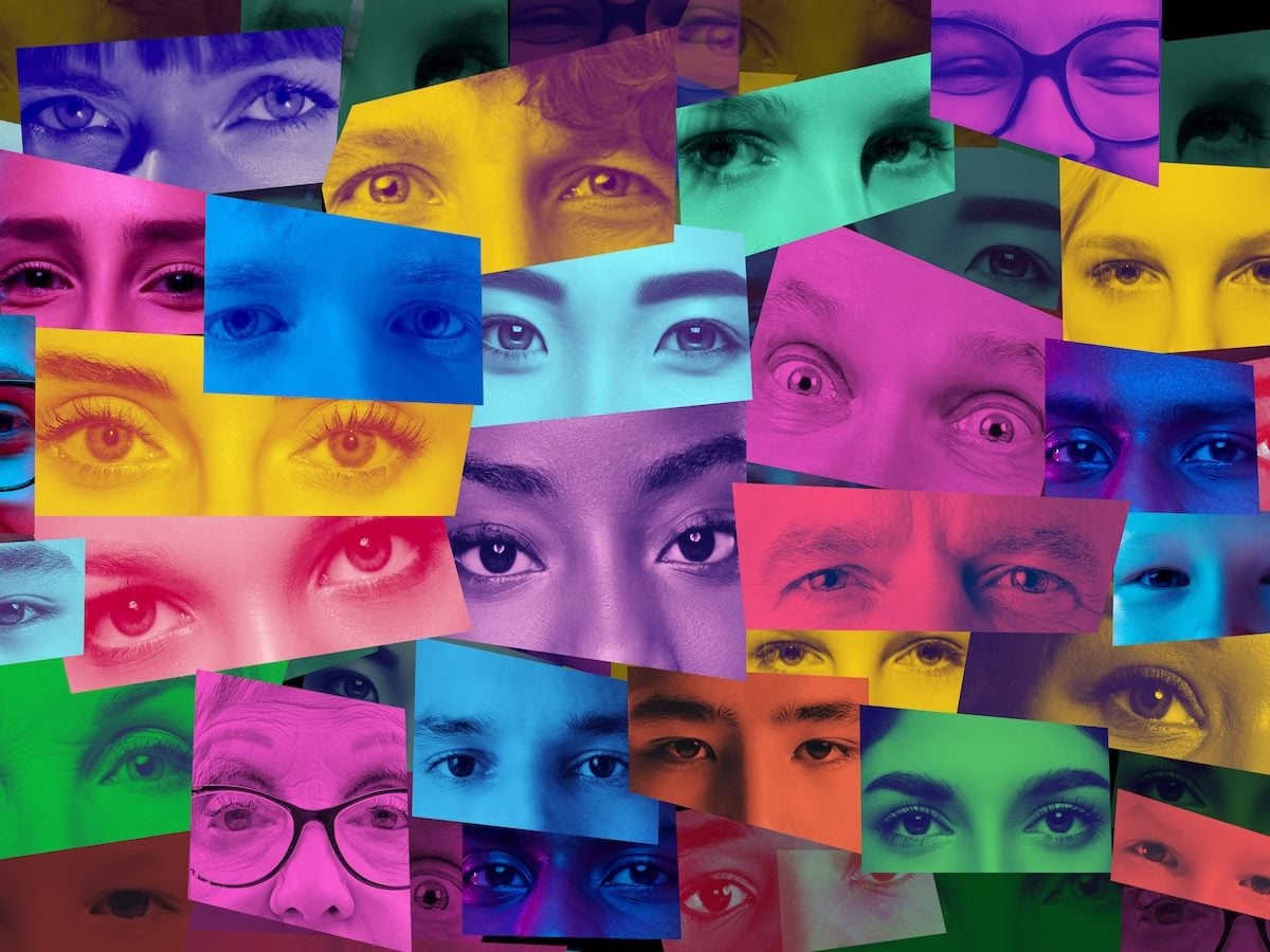 Artistic collage of human eyes