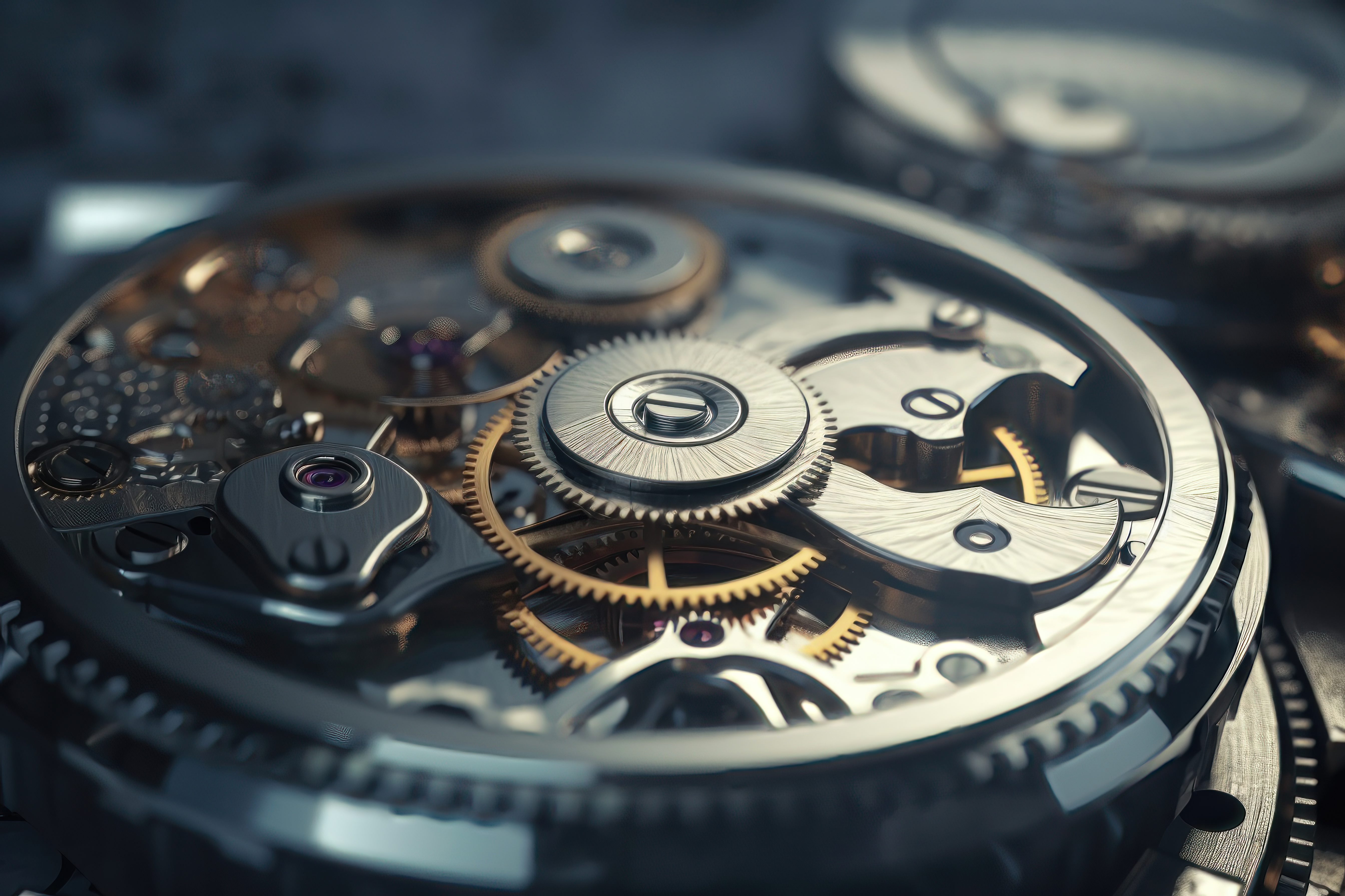 closeup image of watch gears