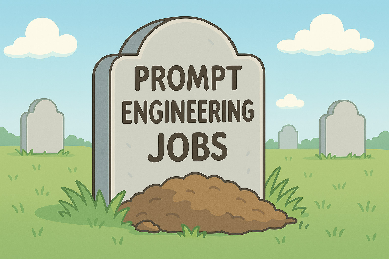A gravestone that says "prompt engineering jobs"