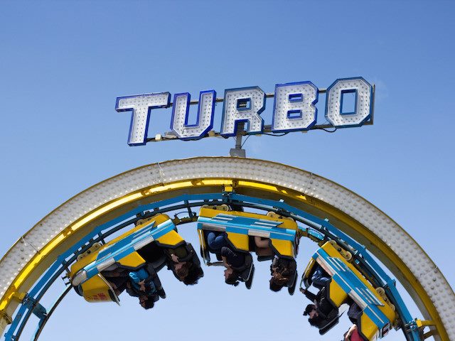 upside down on a roller coaster