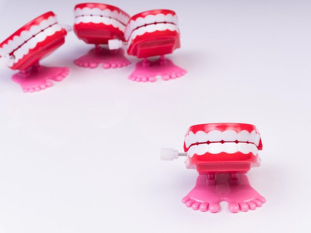 group of chatter teeth toys, with one in front of the others
