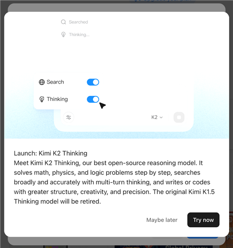 How to turn on K2 Thinking