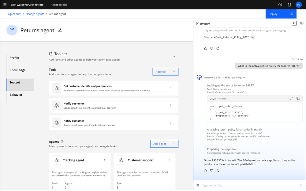 multi-agent orchestration in IBM watsonx Orchestrate