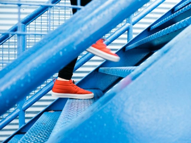 climbing stairs