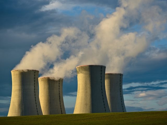 cooling towers of a nuclear power plant