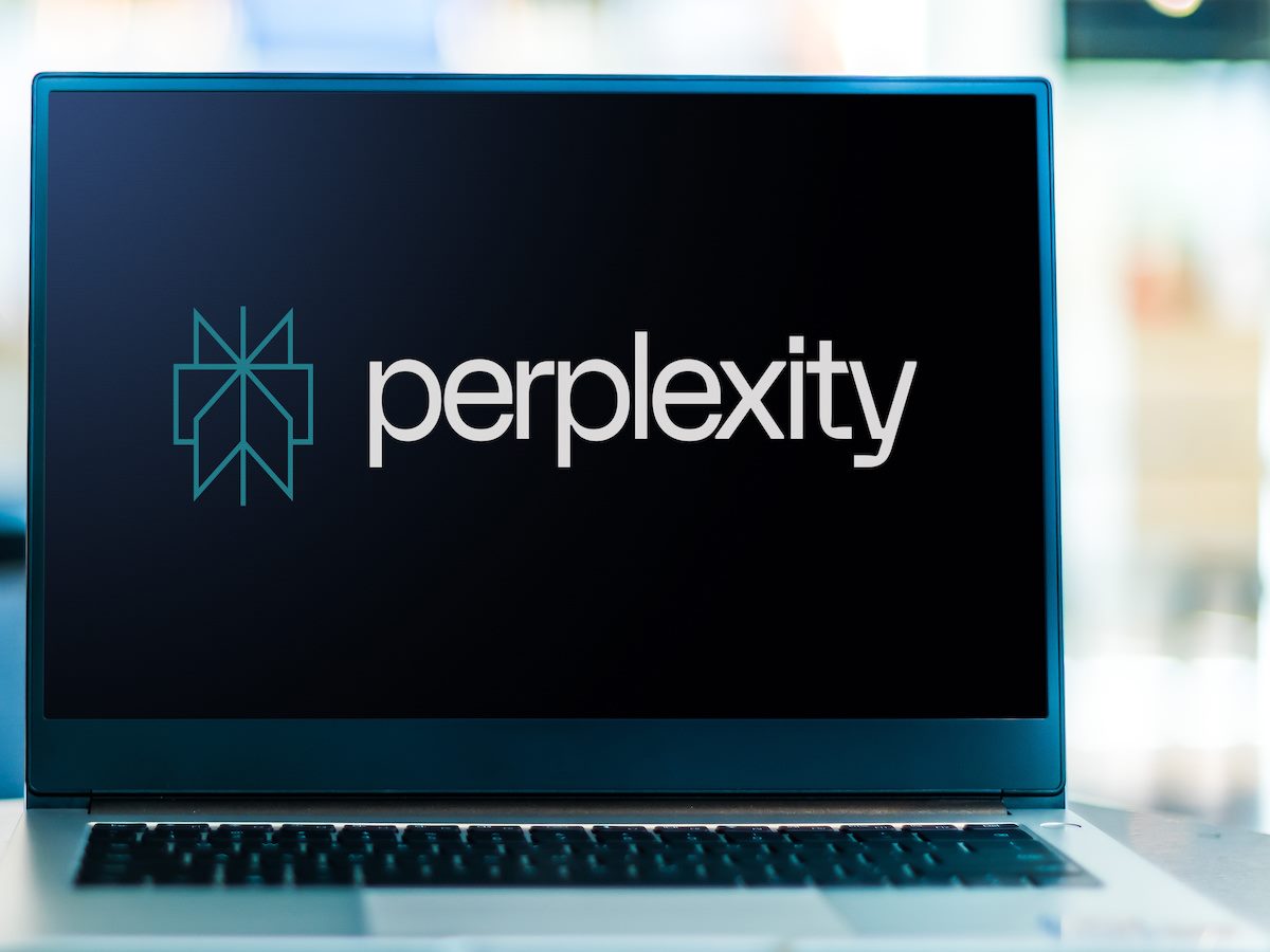 Perplexity logo on laptop screen