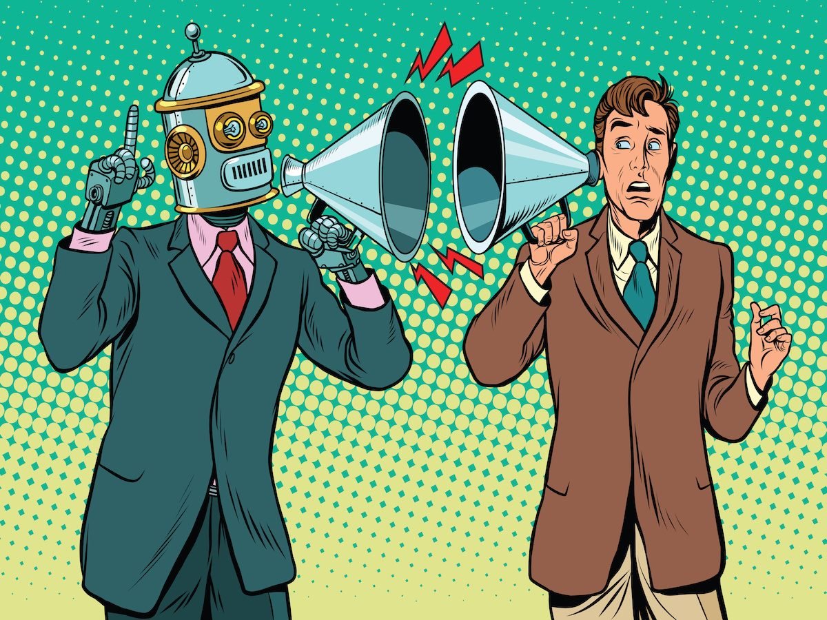 artificial intelligence robot speaks to the human 