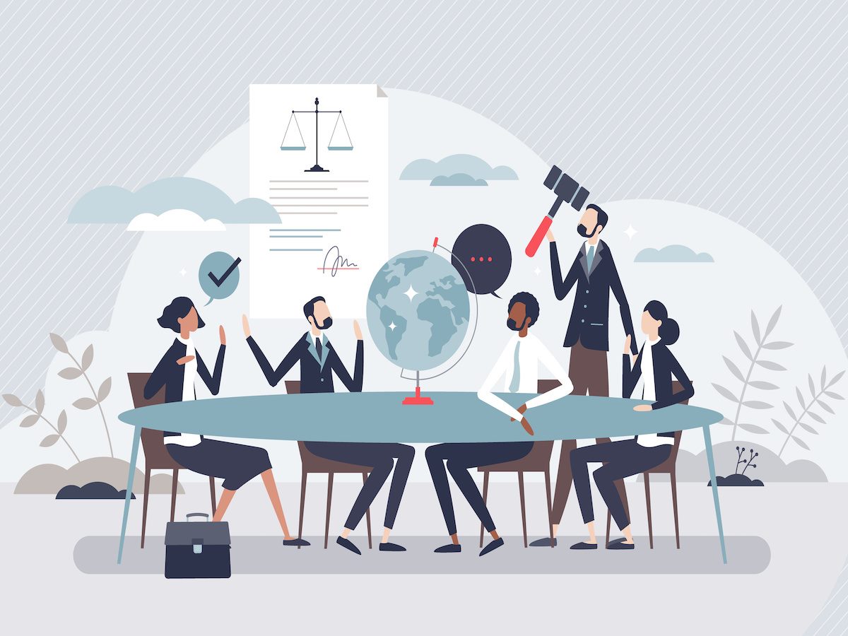 Illustration of business people sitting around a table
