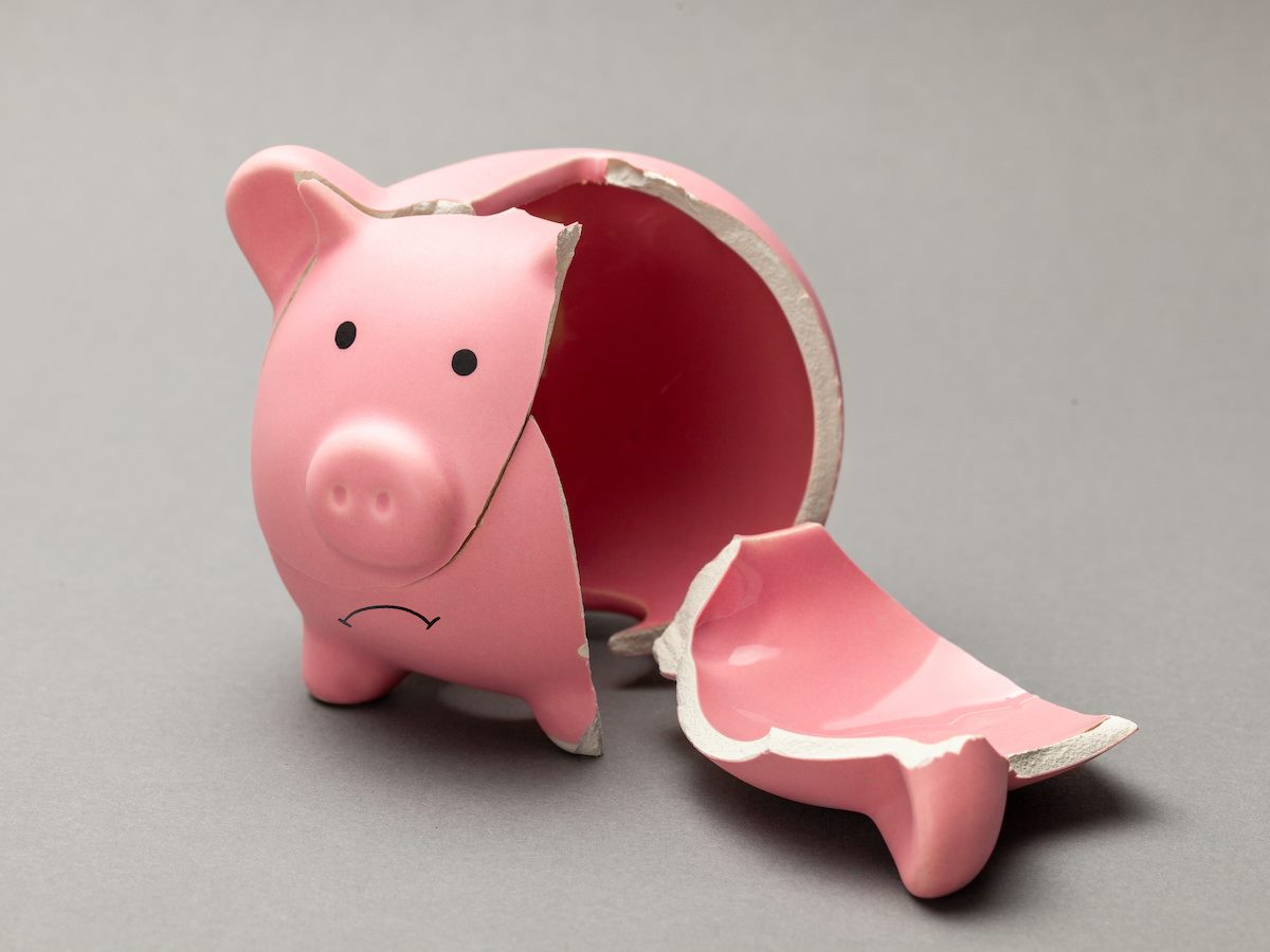 A broken piggy bank