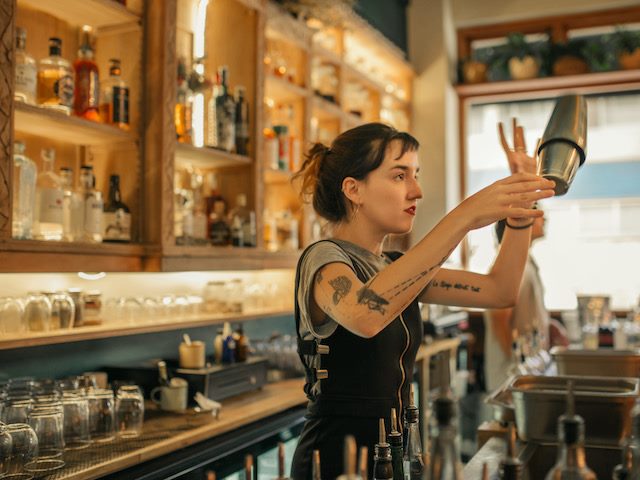 bartender shaking cocktail
