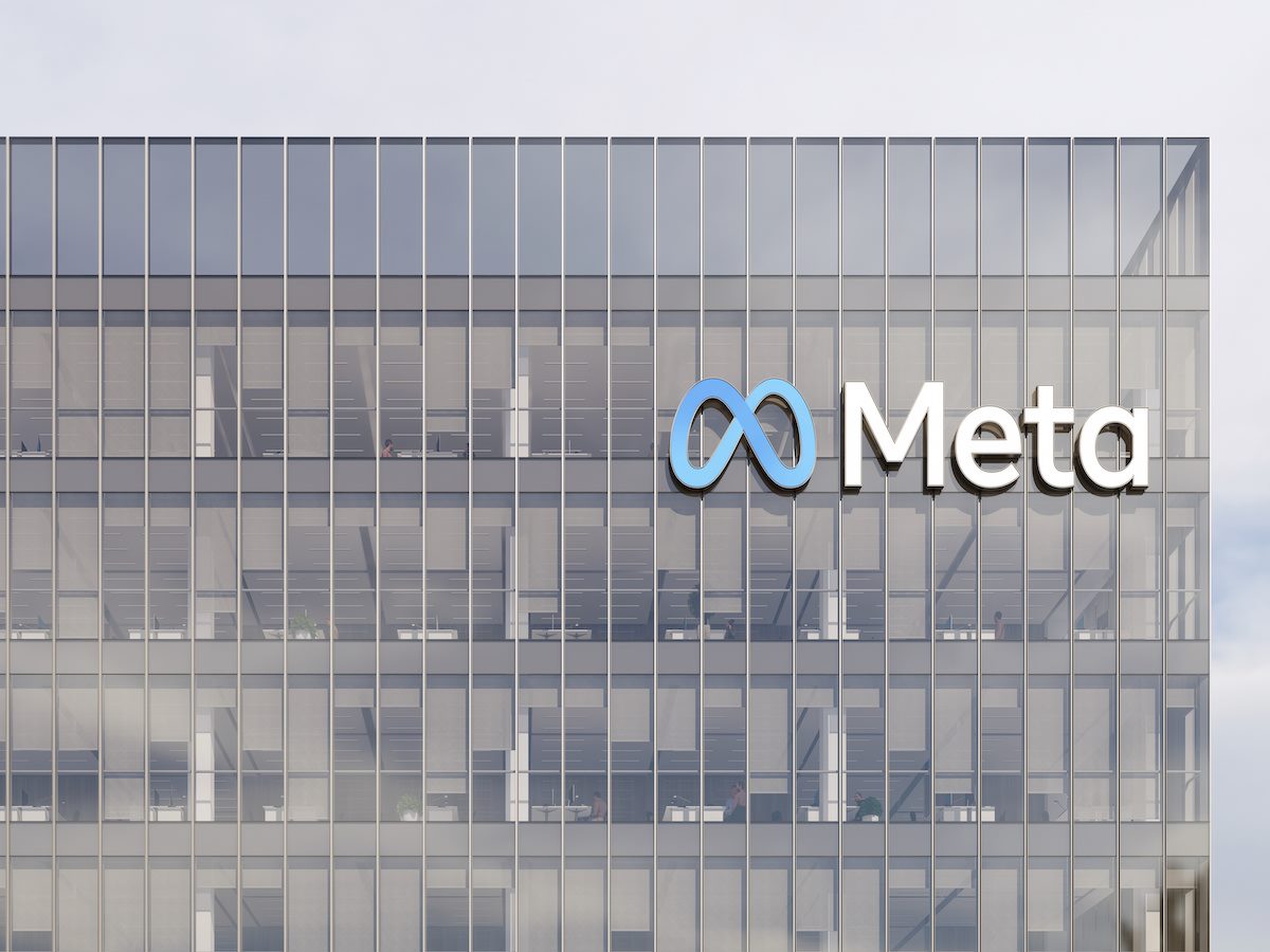 Meta Signage Logo on Top of Glass Building