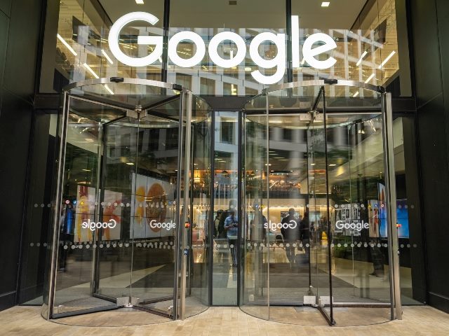 Outside of Google's UK headquarters building on Pancras Square in the West End of London.