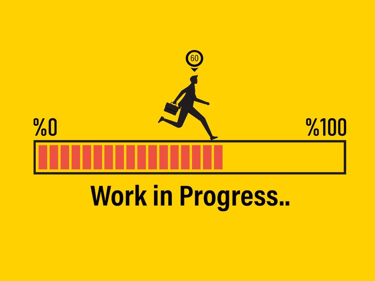 businessman running on progress bar