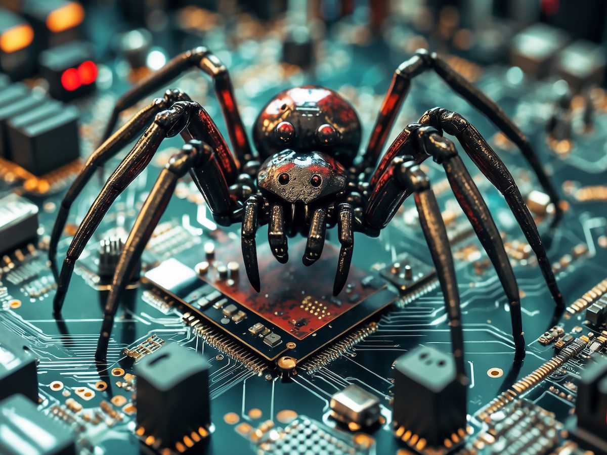 cyber spider on circuit board