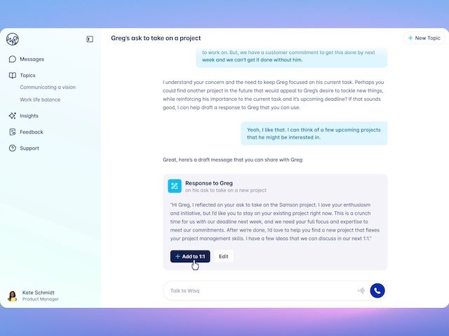 Wisq AI coach in action