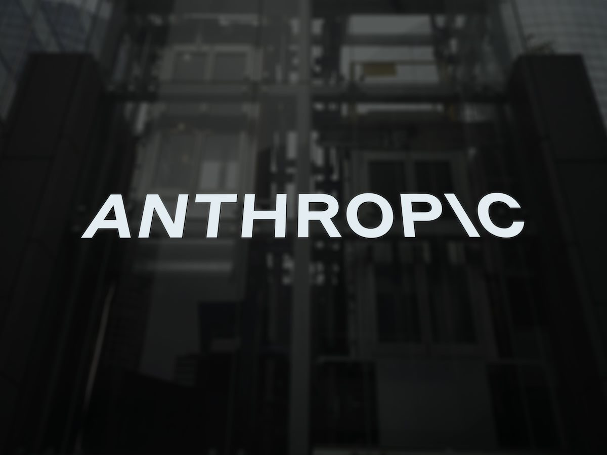 Anthropic logo on a building window