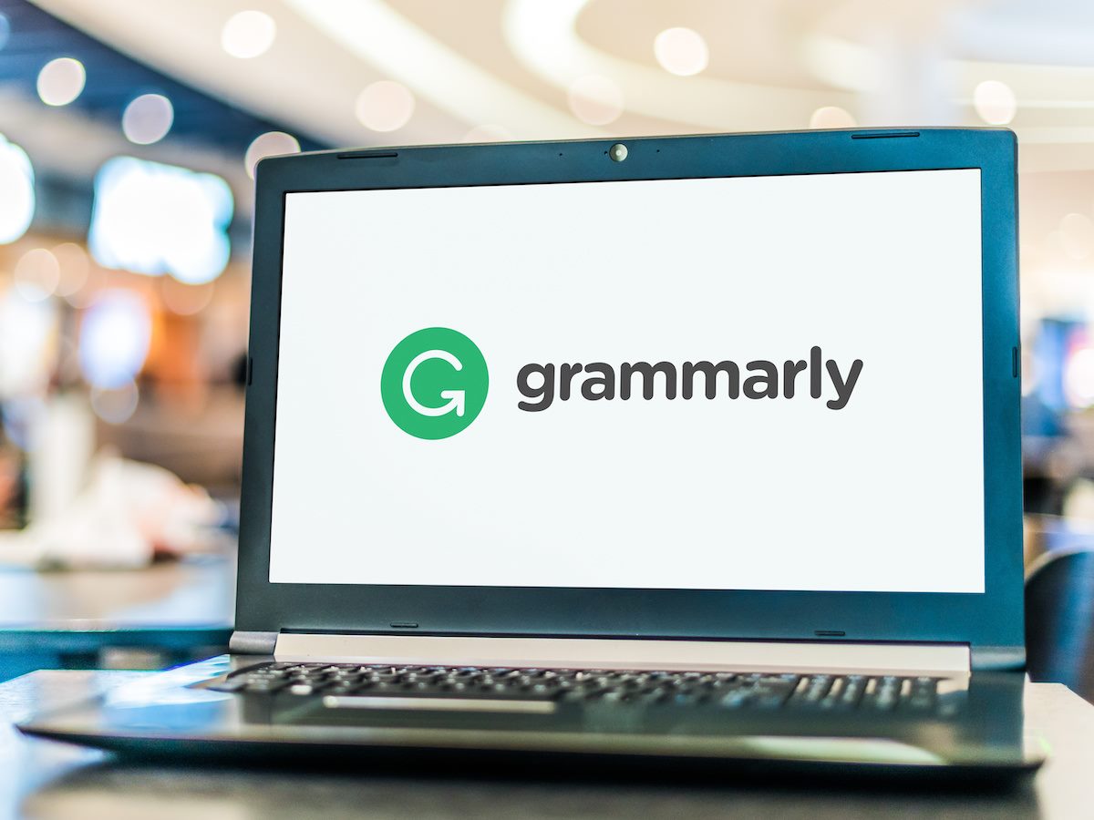 Grammarly logo on laptop