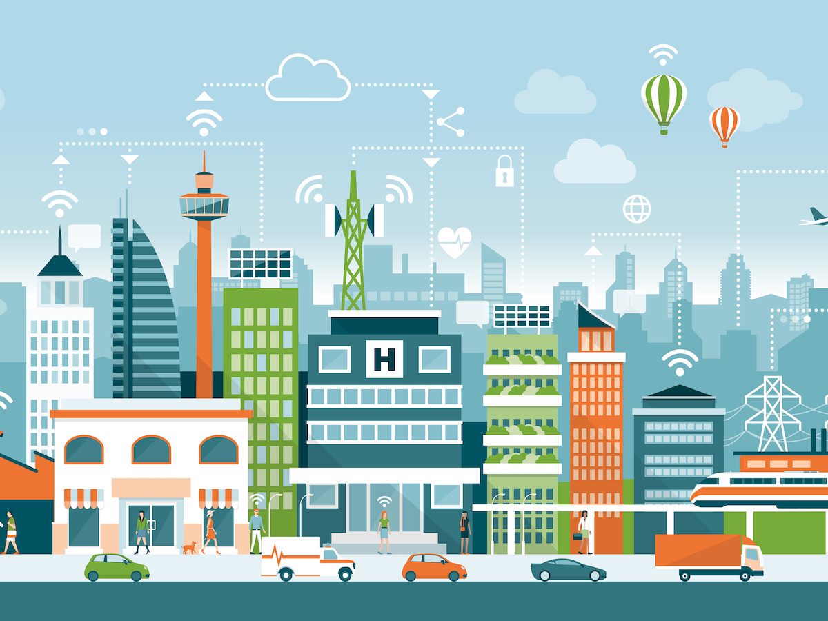 An illustration of a "smart" city