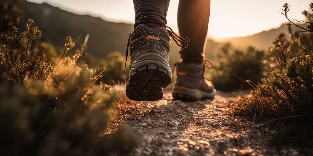 A man walks into the sunset with just his shoes and calves showing, suggesting the importance of customer journey orchestration and mapping.