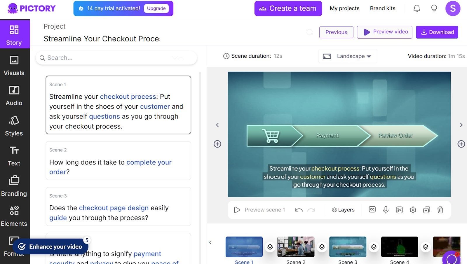 For this test, I used a section from a previous article to see how well Pictory matched visuals to the content and handled pacing. Within minutes, it produced a clean, well-paced video with relevant stock footage and captions that aligned well with the message.